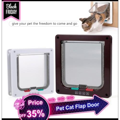 Ferromagnetic Small Pet Cat Doors Automatically Magnetic Flap Pet Door For Cat 4 Ways Locking Automatically Close Door For Kitty