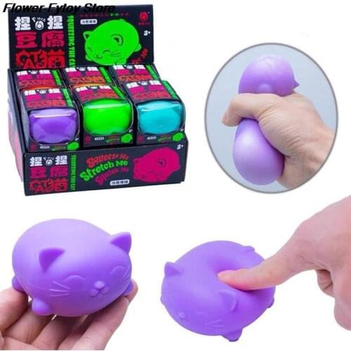 Fidget Sensory Toy Cat Squishy Squeeze Decompression Stress Relief and Anti-Anxiety Toys For Kids Xmas Gifts