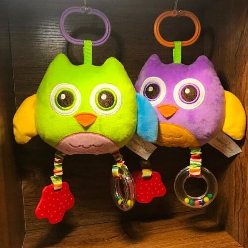 JB 2018 Hot Happy Monkey Owl Plush Toy With Tooth Mirror Animal Plush Doll Stroller Baby Trolley