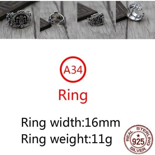 A34 925 sterling silver ring jewelry couple models open ring retro personality anchor shape punk fashion style gifts for friend