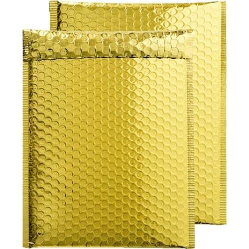 10PCS Gold Metallic Bubble Mailers Foil Bubble Bags Aluminized Postal Bags Wedding bags Gift Packaging Padded Shipping Envelopes