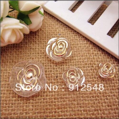 Hot Wholesale Free shipping DIY 100pcs /lot Women Shirt Rose Flowers Acryl Buttons,4 style choose