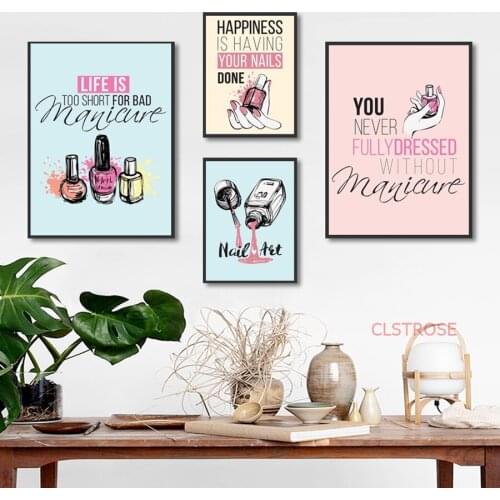 Cartoon Nail Polish Quotes Wall Art Canvas Painting Nordic Posters And Prints Pop Art Salon Wall Pictures For Girl Bedroom Decor