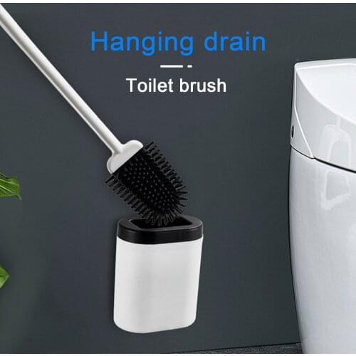 Behogar Toilet Brush Holder Set Wall Mounted Quick Drying Bathroom Toilet Cleaning Brush for Home Hotel Apartment Bath Supplies