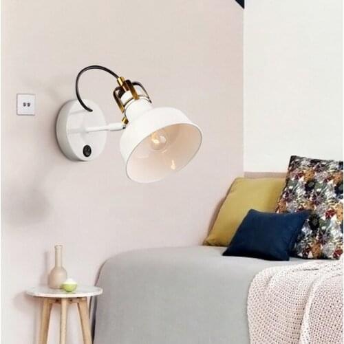 American Country style Loft Industrial wind Wall lamp Simple White Living room Bedside lamp Creative The study Bedroom