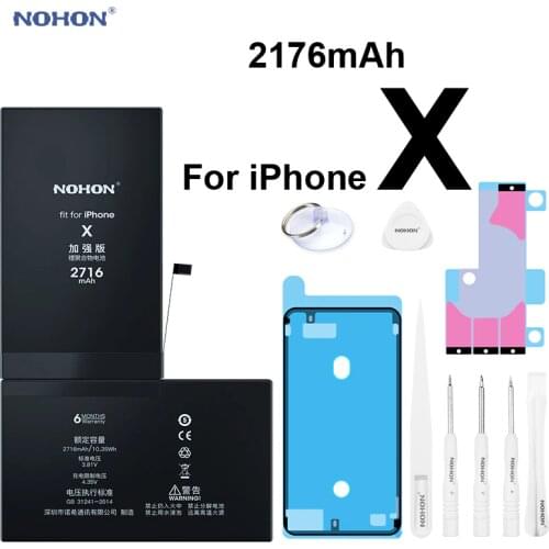 Nohon Battery For iPhone X iPhoneX 2716mAh Capacity Built-in Li-polymer Bateria For Apple iPhone X iPhoneX Batteries +Tools 2020