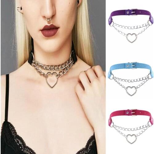 New Sexy Trendy Party Favors Gothic Collar Necklaces Jewelry Gift Gothic Leather Heart Harajuku Women Punk Choker Necklace