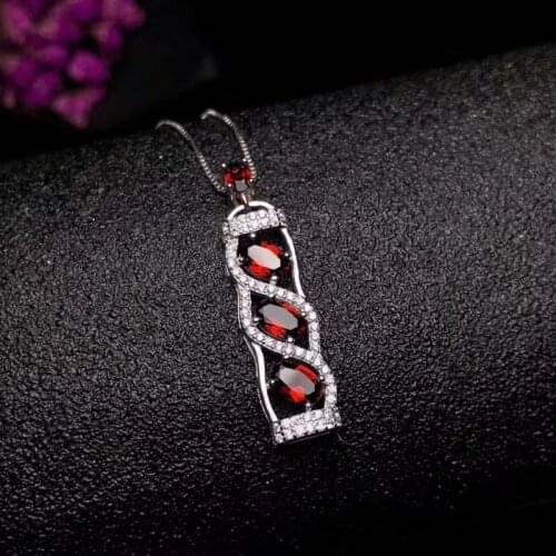 Fashion Row Perfume bottle Natural red garnet gem Pendant necklace S925 silver Natural gemstone necklace women girl jewelery