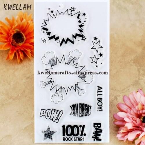 POW ALL BOY ROCK STAR BAM YOU ROCK Scrapbook DIY photo cards rubber stamp clear stamp transparent stamp KW7072323