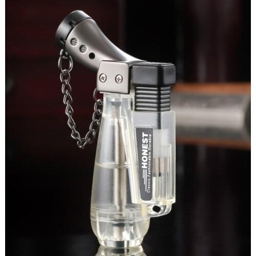 Honest Good quality Transparent Visible Butane Fuel Tank Cigarette lighter jet Turbo torch flame Small welding torch cigarignite