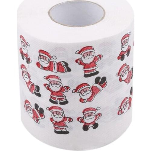 Santa Merry Christmas Patterns Toilet Paper Home Bath Living Room Toilet Paper Tissue Roll Xmas Decor Rolling Paper