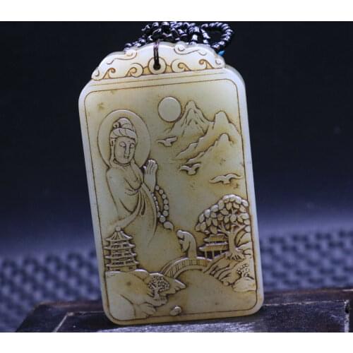 Certificated Chinese Hetian Jade Buddha Amulet Pai pei Pendant Carving