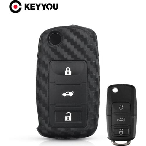 KEYYOU 3 Button Silicone Car Key Case For Volkswagen VW POLO Tiguan Passat B5 B6 Golf EOS Scirocco Jetta MK6 Octavia