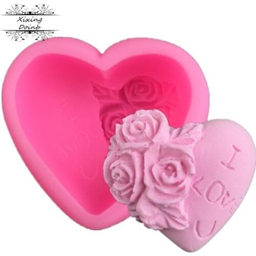 Xixing DIY rose love silicone fudge cake decoration tool chocolate pudding baking kitchen tool resin oven mold