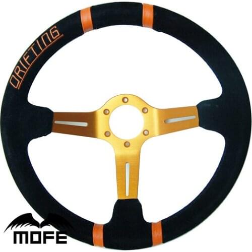 MOFE SPECIAL OFFER 350mm Deep Corn Dish 3 Orange Spoke z Sport Drifting Racing Steering Wheel for Sport Car