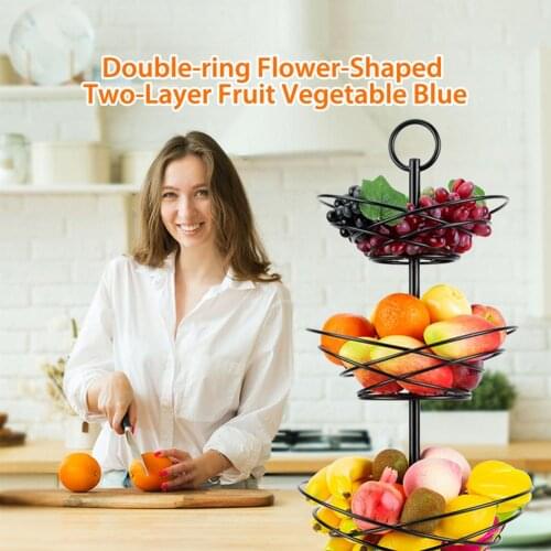 Wrought Iron Countertop Fruit Basket Fruit Stand Vegetable Storage Basket Kitchen Two-Layer/three-layer Bread Basket Shelf