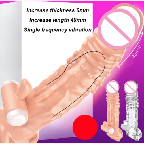 Super soft Enlarege Condom Reusable Condom Vibrator Penis Ring Clitoris Stimulator Male Cock Extender Dildo Sex Toys For Men