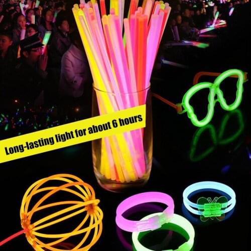 100 Pcs Glow Sticks Bright Colorful Light Stick Party Fluorescent DIY Necklace Bracelet Neon Event Wedding Concert Glow Sticks