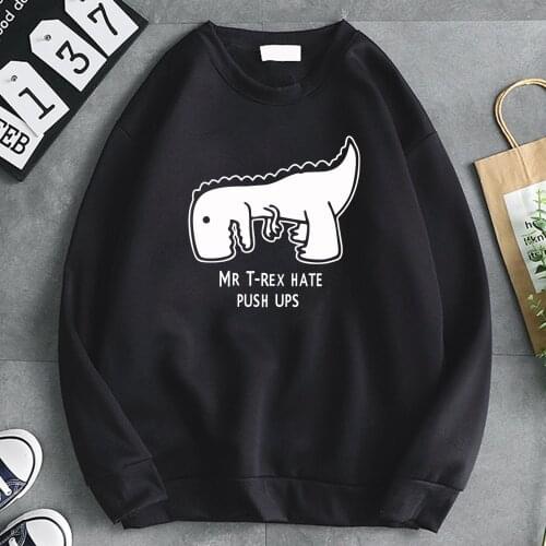 Sweatshirt Females Mr Trex Hate Push Ups Funny Graphic Print Sweatshirts Women Fashion Oversize Casual Tops Women Sweatshirts
