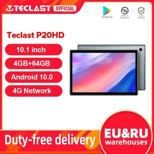 Teclast P20HD Tablet 10.1 inch IPS Android 10 Tablette 1920x1200 4GB RAM 64GB ROM Tablets PC SC9863A Octa Core 4G LTE Tabletas