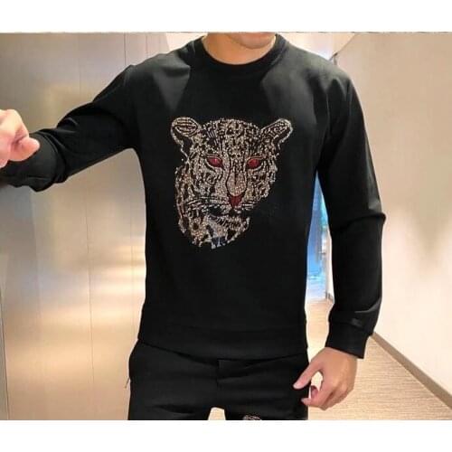 Hip Hop Rhinestone Hoodie O-neck long Sleeve Pullovers Sweatshirt Clothing 2021 new