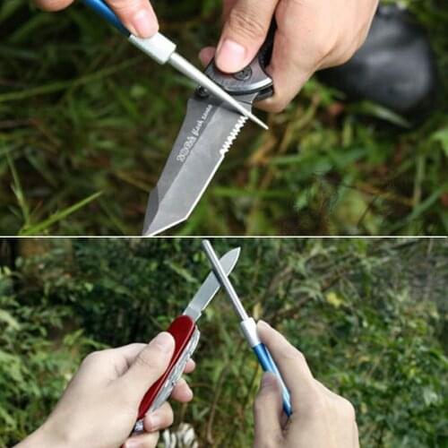1 Pen Shape Multi Purpose Knife Sharpener Outdoor Tool Pocket Diamond Grindstone Fishhook Knife Knife Sharpener Kitchen Gadgets