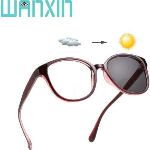 Wanxin Multifocal Glasses,Photochromic Dark Grey Sunglasses
