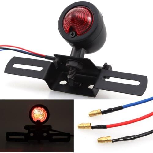 Motorcycle Running Brake Tail Light with License Plate Holder For Harley Honda Yamaha Suzuki Chopper Cafe Racer Universal 12V
