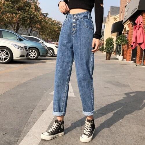 Women Clothes Summer New Pants Slim Design Loose High Waist Ankle-Length Pants Vintage Streetweat Women Denim Trousers