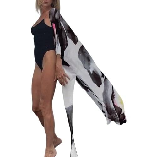 Women Causal Printing Patterns Tops Half Sleeve Loose Style Beach Blouse White/ Green/ Black