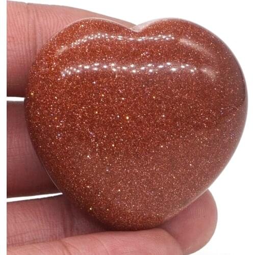 1.5" Puffy Love Heart Assorted Red Goldstone Sand Crystal Hand Carving Reiki Healing Energy Chakra Gift