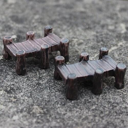 1PCS Wooden Bridge Miniatures Fairy Figurines Resin Bonsai Micro Landscape DIY Crafts Fairy Garden Decor