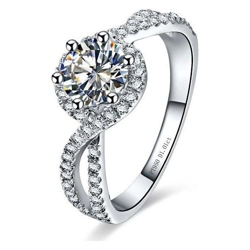 1Ct Solid Gold 14K Water ripples Torsion Arms Appealing Simulate Diamond Engagement Ring For Woman Last Forever Never Discolor