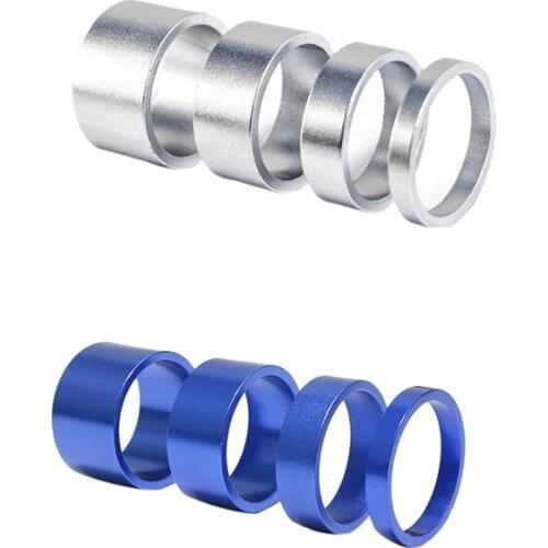2 Set 5/10/15/20mm Aluminum Alloy Headset Stem Spacer MTB 28.6mm Fork Washer Cap for Road Bike Cycling, Silver & Blue