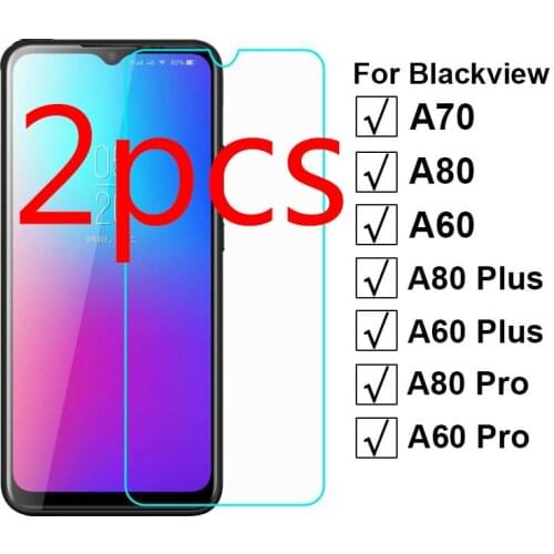 2PCS Tempered Glass For Blackview A70 Protective Glass Cover on Pelicula Blackview A80 A60 Plus A80Pro A60 Pro Screen Protector