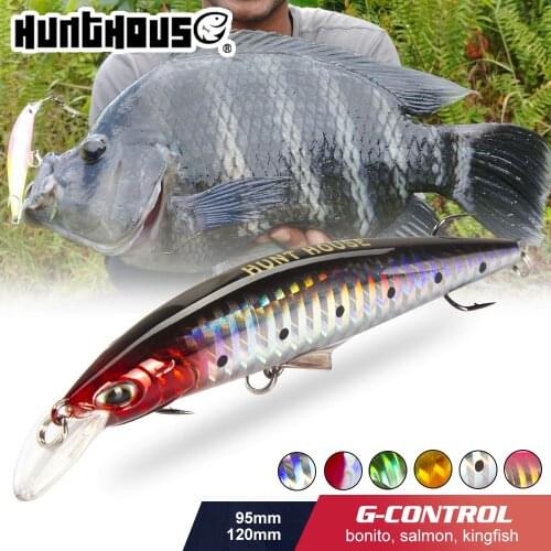 2019 Hunthouse minnow artificial bait fishing lure hard bait 90/120mm 28/41g sinking Fishing wish wobbler Pike 6colors outdoor