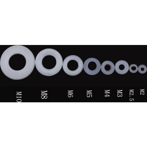 500X WHITE NYLON FLAT FORM A WASHERS PLASTIC M2X5 DIN 125A