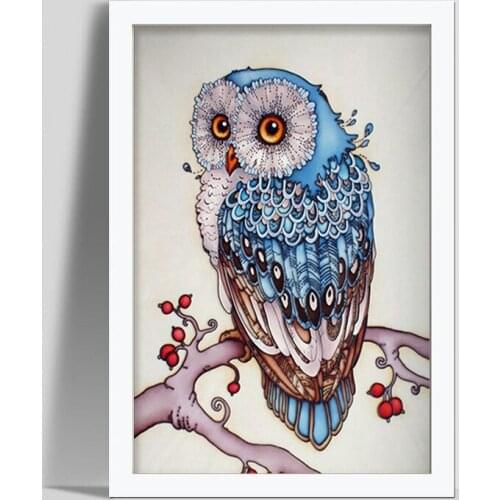 5D DIY Diamond Painting Owl Cross Stitch Beautiful Blue Owl Animal Needlework Home Decorative 3D Full round Diamond Embroidery