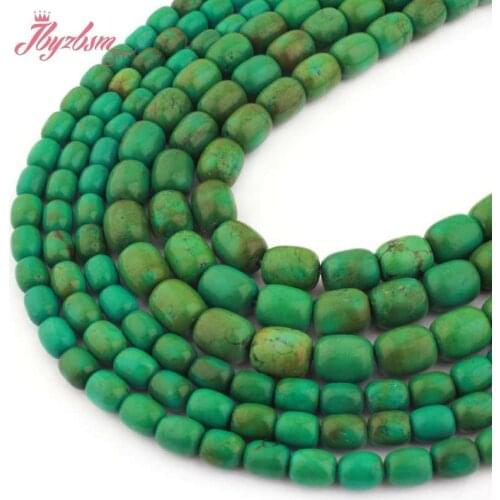 5x7/8x10mm Smooth Green Turquoises Column Beads Natural Stone Beads For DIY Necklace Bracelets Jewelry Making 15" Free Shipping