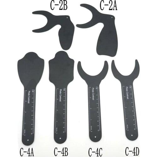 6PCS/set Dental Orthodontic Black Background Photo Image Contrast Board Oral Cheek Plate With Scale Mark Autoclavable Instrument