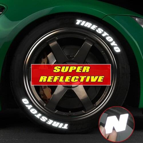 8PCS Tire Custom Sticker 1.06" 3D Car Stickers Tuning Logo Tire Lettering Decals Auto Motorcycle DIY Label Letters Reflective