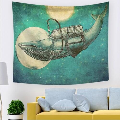 Shark moon tapestry wall hanging carpet bedroom livingroom backdrop wall blanket