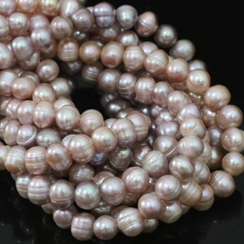 Charms Purple Natural Beautiful Freshwater Cultured Round Pearl 9-10mm Women Jewelry Wholesale Retail Loose Beads 15inch B1379