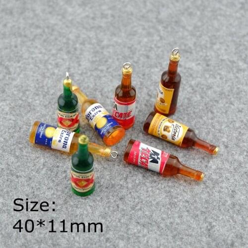 Kawaii Bottle Beer Charms Bracelets Necklace Earring Jewelry Making Flat Back Cabochon Pendants