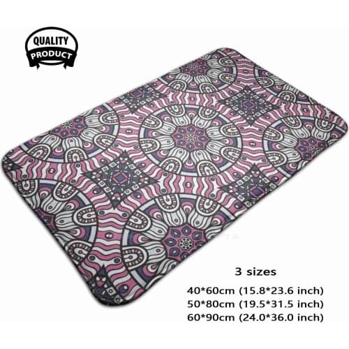 Black And Pink Mandala Soft House Family Anti-Slip Mat Rug Carpet Background Pattern Vintage Gold Islamic Mandala Luxury Black