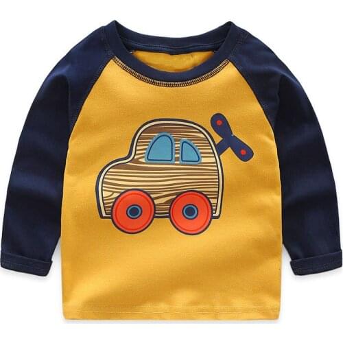 Kids new designed cartoon t shirts cute car baby boys girls long sleeves spring autumn t shirt top quality