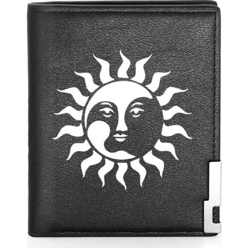 Sun Face Design Leather Men Wallet Classic Credit Card Holder Short Purse