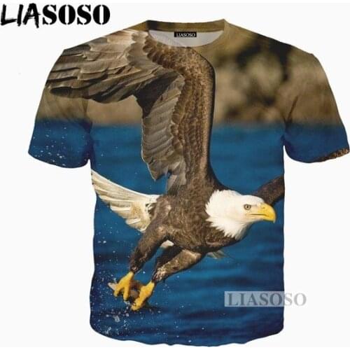 LIASOSO 3d Print Clothes Women Men Design Eagle Pattern Tshirt Men Summer T-shirt Hip Hop Pullover Harajuku Style Short Sleeve