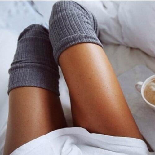 1 Pair Women Long Socks Over the Knee Spring Autumn Winter Warm Thigh High Cotton Socks Solid Color Pantyhose