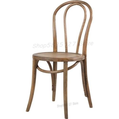 Curved Wood Dining Chair Thonet Chair French Retro Chair Distressed Solid Wood Dining Chair American Dining Chair Sannasoite Cha